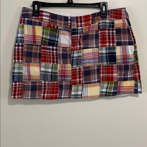 Colorful madras plaid mini skirt